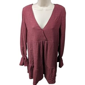 Very J V Neck Gauzy Mini Dress Sz S
